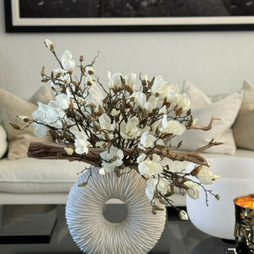 medium eternity vase with magnolias and driftwood