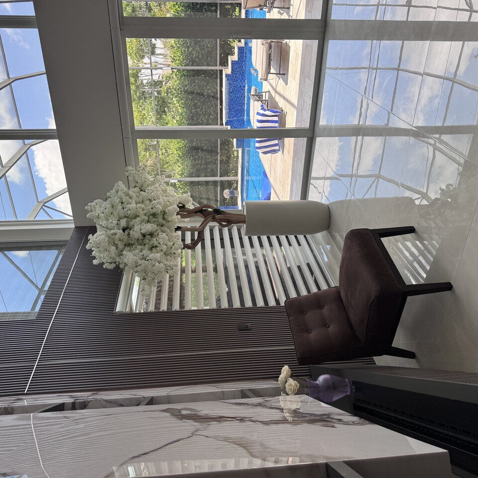 8ft white magnolia tree in glossy beige st. tropez planter