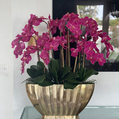 Blaze Bowl with Pink Phaleanopsis Orchids