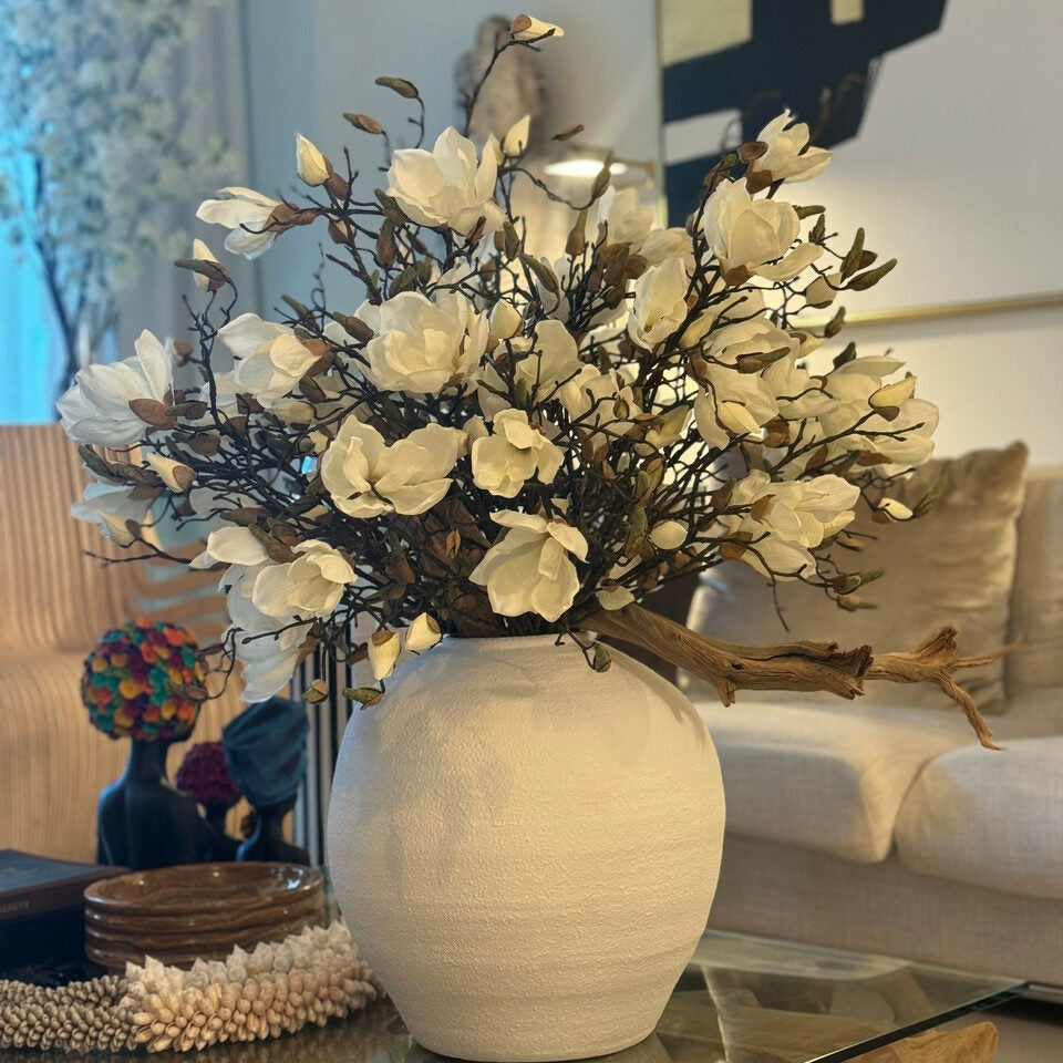 konos vase with white magnolias